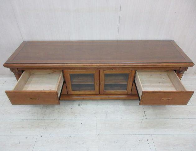 二手電視櫃 柚木色198公分實木兩門四抽TV櫃 客廳長櫃 3