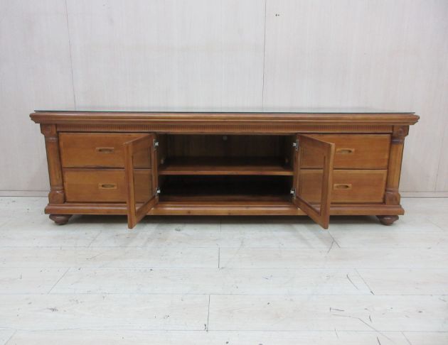 二手電視櫃 柚木色198公分實木兩門四抽TV櫃 客廳長櫃 2