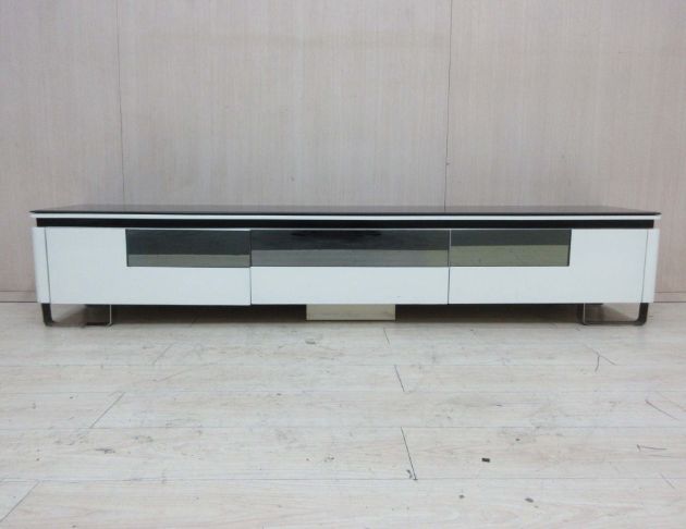 二手電視櫃 黑白色200公分鋼琴烤漆三抽TV櫃 客廳收納長櫃