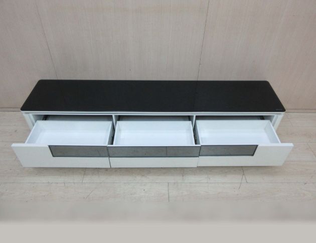 二手電視櫃 黑白色200公分鋼琴烤漆三抽TV櫃 客廳收納長櫃 3