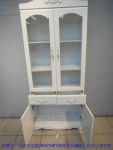 二手展示櫃二手白色歐式80公分玻璃書櫃書櫥客廳高低櫃收納櫃置物櫃