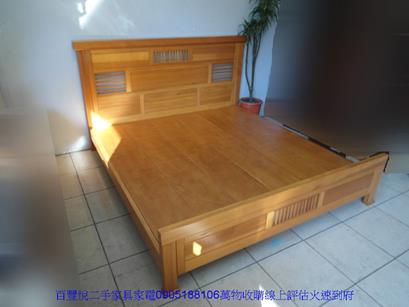 二手床架二手柚木色實木雙人加大6尺床組六尺組合式床架床台床底床板 1