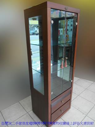 二手展示櫃二手胡桃色2*6尺玻璃高低櫃電視展示櫃客廳收納櫃珠寶櫃 5