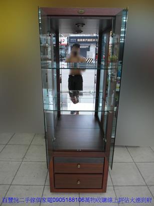 二手展示櫃二手胡桃色2*6尺玻璃高低櫃電視展示櫃客廳收納櫃珠寶櫃 1