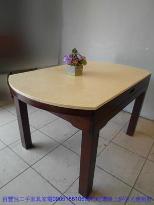 二手餐桌椅二手大理石138公分伸縮餐桌人造石圓餐桌咖啡洽談吃飯桌 4