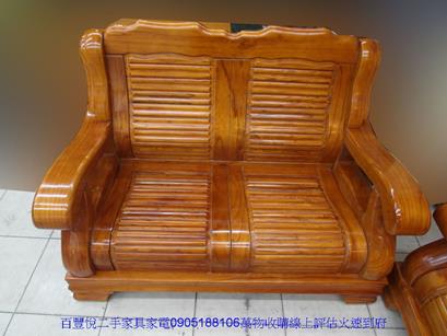 二手沙發二手樟木色實木123人座組椅木製沙發多件沙發組泡茶桌椅組 3