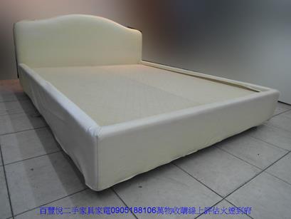 二手床架二手米色標準雙人5尺皮面床架五尺床組床底床台床頭片床底箱 2