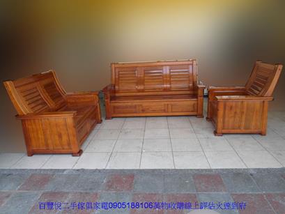 二手沙發二手樟木色實木123人座組椅收納沙發客廳休閒木椅實木沙發 1