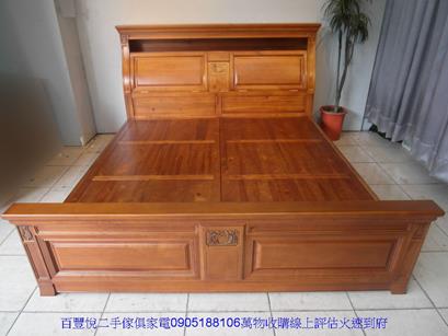 二手床架二手全實木雙人加大6尺床架六尺床組床台床底床頭收納置物櫃 1