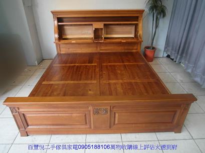 二手床架二手全實木雙人加大6尺床架六尺床組床台床底床頭收納置物櫃 2