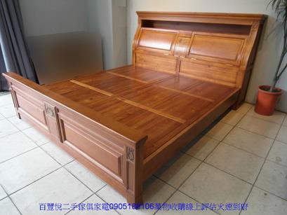 二手床架二手全實木雙人加大6尺床架六尺床組床台床底床頭收納置物櫃 5
