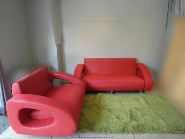 二手沙發二手紅色2+3人座皮沙發多件沙發組客廳沙發辦公接待室沙發 1