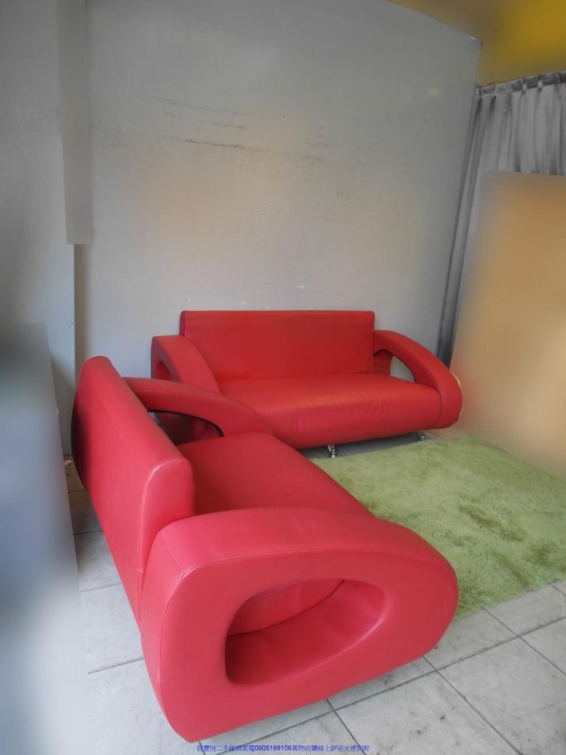 二手沙發二手紅色2+3人座皮沙發多件沙發組客廳沙發辦公接待室沙發 2