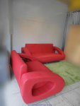 二手沙發二手紅色2+3人座皮沙發多件沙發組客廳沙發辦公接待室沙發