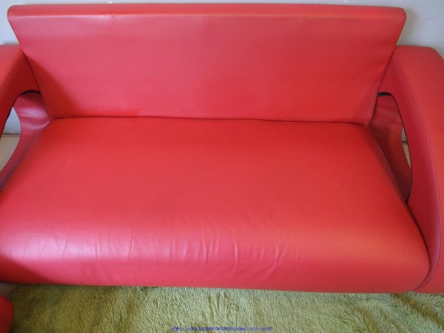 二手沙發二手紅色2+3人座皮沙發多件沙發組客廳沙發辦公接待室沙發 4