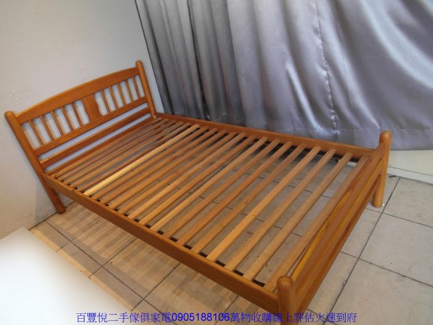 二手床架二手詩肯柚木單人加大3.5尺床架三尺半實木床組床底床台架 2