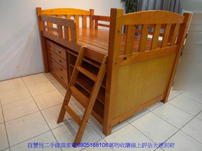 二手實木單人加大3.5尺上鋪下收納櫃床架兒童床組床台 1