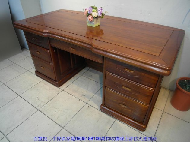 二手書桌二手實木175公分書桌主管桌書房電腦桌辦公桌寫字桌工作桌 2