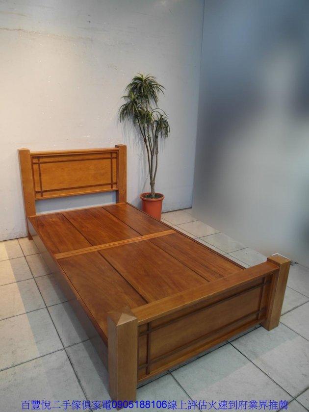 二手床架二手樟木色實木單人加大3.5尺床架三尺半床組床底床台床板 4