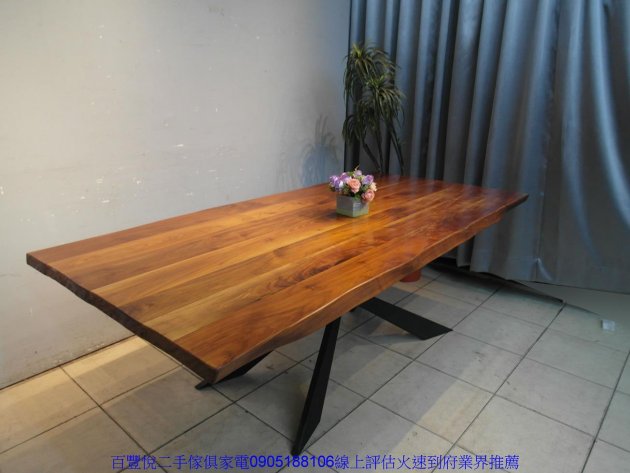二手餐桌椅二手工業風210公分實木餐桌會議桌洽談桌咖啡桌休閒木桌 2