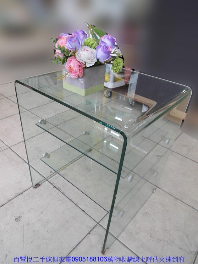二手茶几二手50公分全玻璃多層小茶几沙發桌客廳桌矮桌收納桌置物桌 3