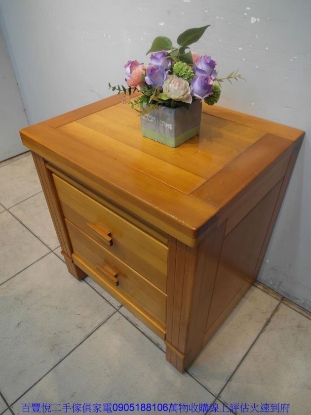 二手床頭櫃二手柚木色55公分二抽實木床邊櫃矮櫃抽屜櫃床組收納矮櫃 3