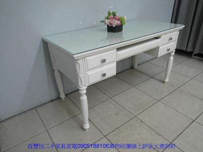 二手歐式全白色138公分書桌電腦桌工作桌房間桌辦公桌 2
