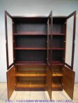 二手書櫃二手胡桃色150公分玻璃書櫥書櫃高低櫃收納櫃客廳櫃展示櫃