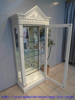 二手歐式宮廷風白色3*7尺三面玻璃展示櫃高低櫃珠寶櫃 2