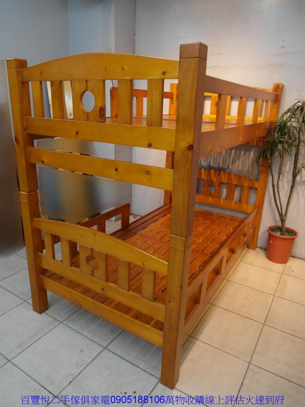 二手床架二手柚木色全實木單人加大3.5尺上下舖床架三尺半雙層床組 4