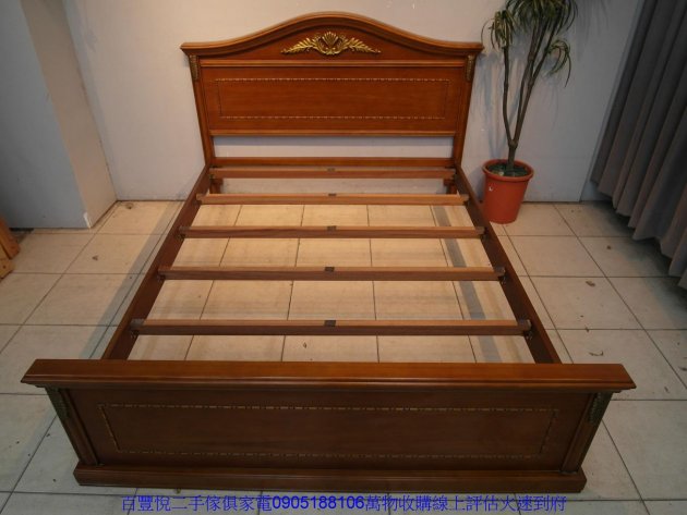 二手床架二手歐式標準雙人5尺床架雙人五尺床組床台床底實木雙人床組 4