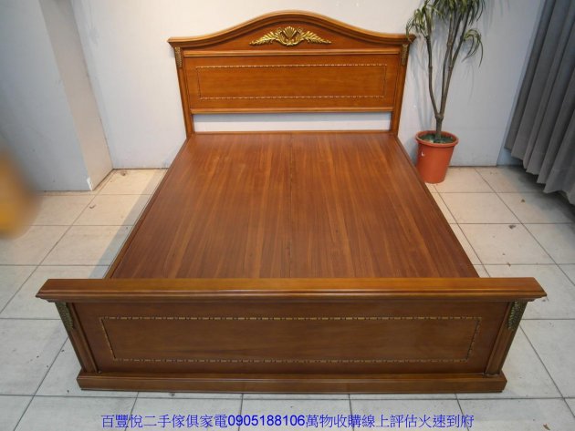 二手床架二手歐式標準雙人5尺床架雙人五尺床組床台床底實木雙人床組 1