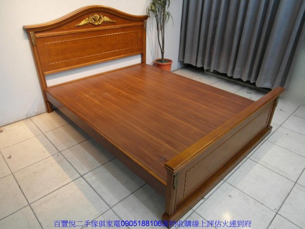 二手床架二手歐式標準雙人5尺床架雙人五尺床組床台床底實木雙人床組 2
