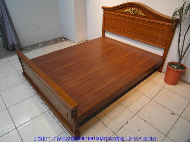 二手床架二手歐式標準雙人5尺床架雙人五尺床組床台床底實木雙人床組 3