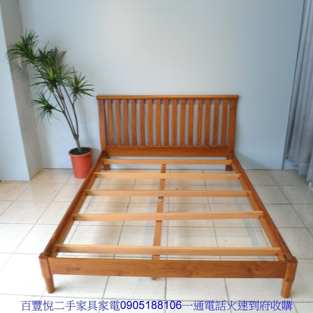 二手柚木色實木標準雙人5尺床組五尺床架組合式床底床台 2