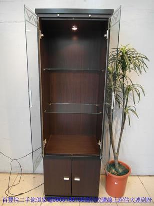 二手胡桃色2尺玻璃展示櫃電視高低櫃客廳收納置物儲物櫃 1