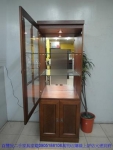 二手胡桃色66公分電視高低櫃客廳展示櫃收納置物玻璃櫃