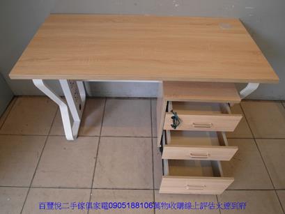 二手書桌二手梧桐色鐵腳120公分電腦桌桌下櫃活動櫃辦公桌工作桌椅 2