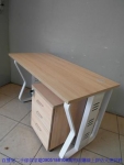 二手書桌二手梧桐色鐵腳120公分電腦桌桌下櫃活動櫃辦公桌工作桌椅