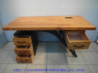 二手書桌二手工業風全實木150公分辦公桌含椅書桌電腦桌寫字主管桌 2