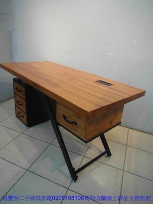 二手書桌二手工業風全實木150公分辦公桌含椅書桌電腦桌寫字主管桌 3