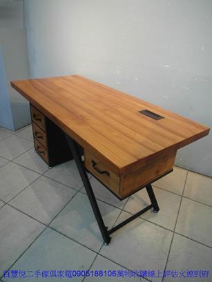 二手書桌二手工業風全實木150公分辦公桌含椅書桌電腦桌寫字主管桌 4