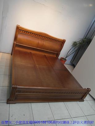 二手床架二手樟木色全實木雙人加大6尺床組加大六尺床架床底床台床組 3
