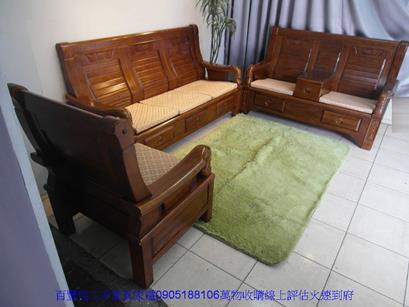 二手沙發中古沙發二手樟木色實木123組椅有抽屜客廳沙發休閒木沙發 2