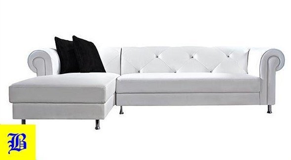 全新古典純白鉚釘風L型透氣皮沙發 客廳沙發 辦公會客休閒沙發 1