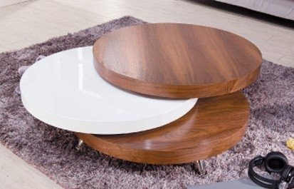 全新簡約風木紋旋轉圓型大茶几 客廳矮桌 沙發桌 置物桌 2