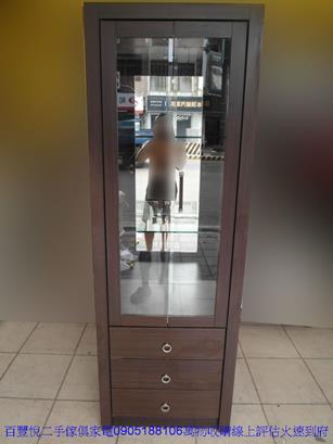 二手展示櫃二手胡桃色67公分玻璃展示櫃電視高低櫃客廳收納置物櫥櫃