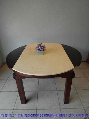 二手餐桌椅二手大理石138公分伸縮餐桌人造石圓餐桌咖啡洽談吃飯桌