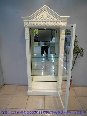二手歐式宮廷風白色3*7尺三面玻璃展示櫃高低櫃珠寶櫃