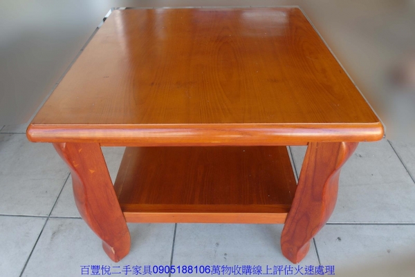 二手柚木色60公分雙層方形小茶几邊几方几邊桌方桌矮桌